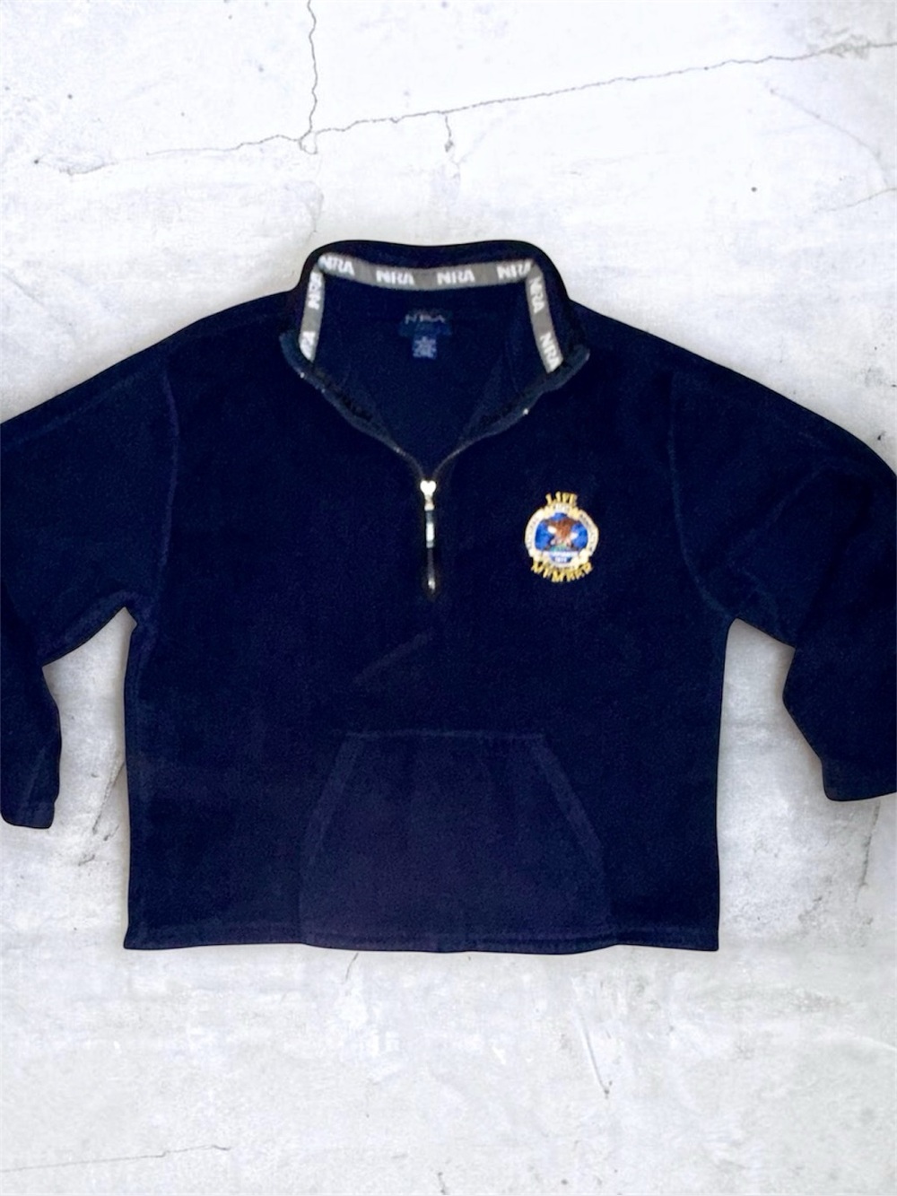 Vintage NRA Gear Life Member Navy Quarter Zip Fleece Jacket XL
